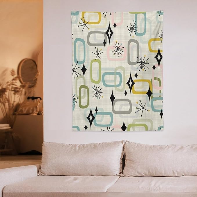 ICMOLYYENLO Boho Medieval Cat Tapestry, Abstract Atomic Starburst Geometric Aesthetic Art Wall Hanging For Bedroom Living Room Dormitory 30x40 Inches