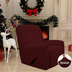 Easy-Going Recliner Stretch Sofa Slipcover Sofa Cover 4-Pieces Furniture Protector Couch Soft with Elastic Bottom Spandex Jacquard Fabric Small Checks(Recliner,Wine) Large