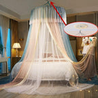 VETHIN Princess Bed Canopy for Girls,Bed Canopy Curtain- Double Layer Sheer Mesh Dome Bed Curtain- Round Lace Princess Mosquito Net Tent for Twin Full Queen King Bed(Blue/Pink/White)
