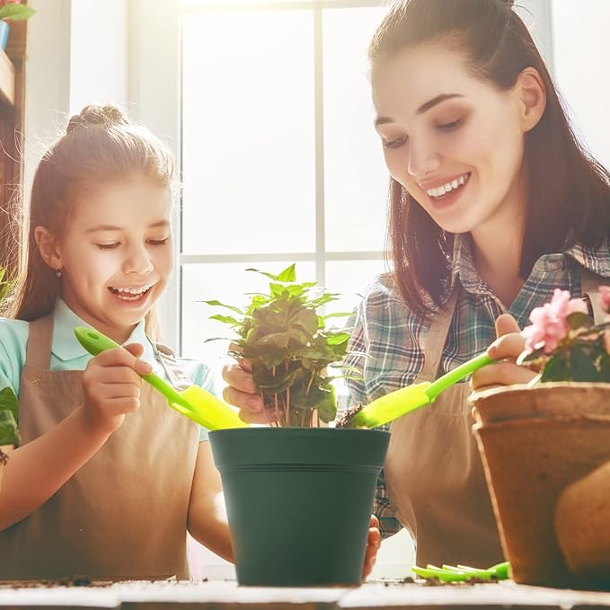 homenote Plant Pots,15 Pack 6 inch Flower Pots with Multiple Drainage Holes and Saucers,Plastic Planters for All Home Garden Flowers Succulents(Green)