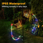 Merear Solar Watering Can Lights Outdoor with 8 Multi-Color Changing Modes, IP65 Waterproof Landscape Light Garden Decor, One Pole Two Lights Outside Decorations for Lawn, Backyard, Patio, Chrismas