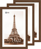 VCK 14x22 Frame Set of 3 - Brown, Wood Picture Frame with Exclusive Wood Grain, Wall Gallery Frame