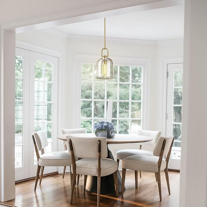 Crystal Brass Pendant Light Fixtures, Modern 8inch Pendant Lights Kitchen Island, Island Lights for Kitchen,Crystal and Gold Pendant Light, Indoor Pendant Lighting,E12 Bulb Included