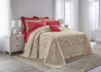 BrylaneHome Bedding Lightweight All Season Modern Amelia Quilted Damask Oversized Ultra Soft Bedspread - Queen, Ivory Berry