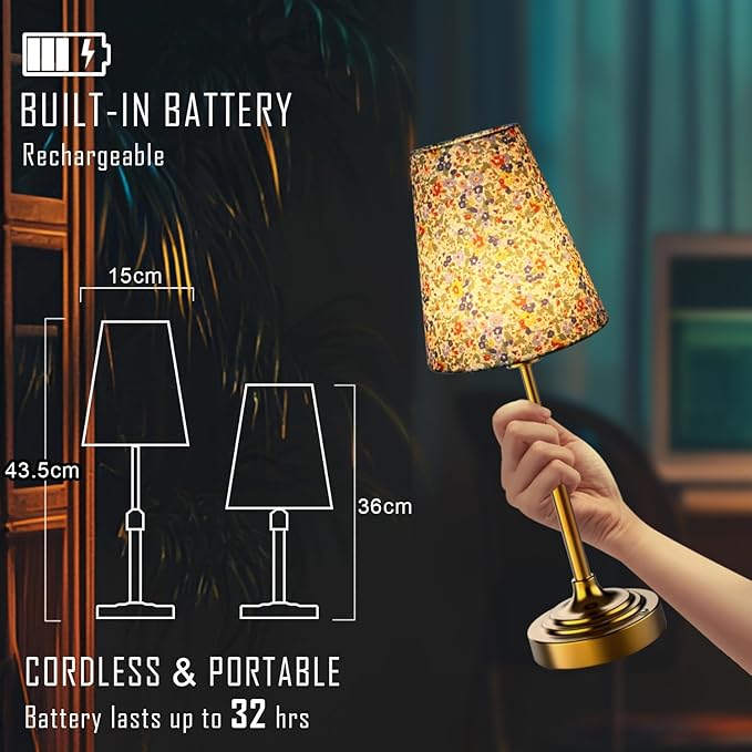Scalable Portable Cordless Table Lamp, Built in Rechargeable Battery, 2700-6000k Color Temperature, Fully Dimmable, Ambient Light for Patio, Restaurant, Bar, Bedroom, Dining (Flower)
