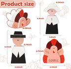 Amorita Fall Thanksgiving Decorations Wooden Turkey Pilgrim Couple Table Sign 3 Pcs Fall Thanksgiving Decor Standing Tabletop Sign Decor for Autumn Harvest - Z