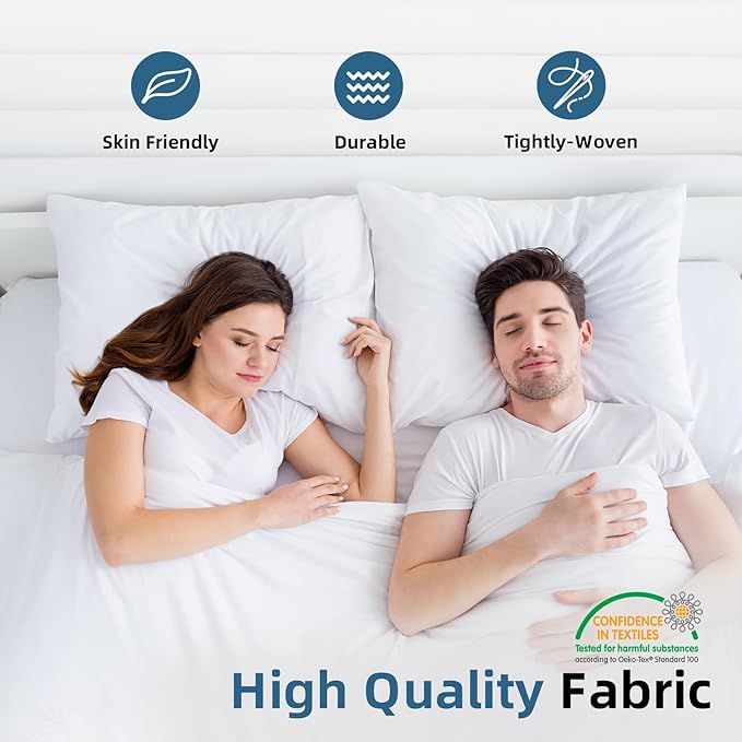 24x24 Euro Pillow Inserts Set of 2, Premium Down Feather Pillows for Couch, Bed & Lumbar Support - Machine Washable, Fluffy Decorative Throw Pillow Inserts (White)