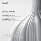 RONDURE 13.9" Modern Ceramic Table Lamp, Modern Bedside Lamps for Bedroom, Living Room and Nightstand, White Translucent Ceramic Shade, Warm Ambient Lighting, Home Decor