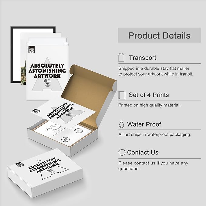 SIGNWIN Framed Tropical Palm Tree Saguaro Cactus Wall Art, Set of 4 Desert Landscape Wall Decor Prints, Nature Wilderness Wall Décor for Living Room, Bedroom - 12"x16" Black