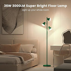 36W LED Tree Floor Lamp, Dimmable Tall Standing Lamp with Remote & Touch Control, 4 Color Temperatures Bright Floor Lamp, 3 Rotatable Light Modern Floor Lamps (Green)