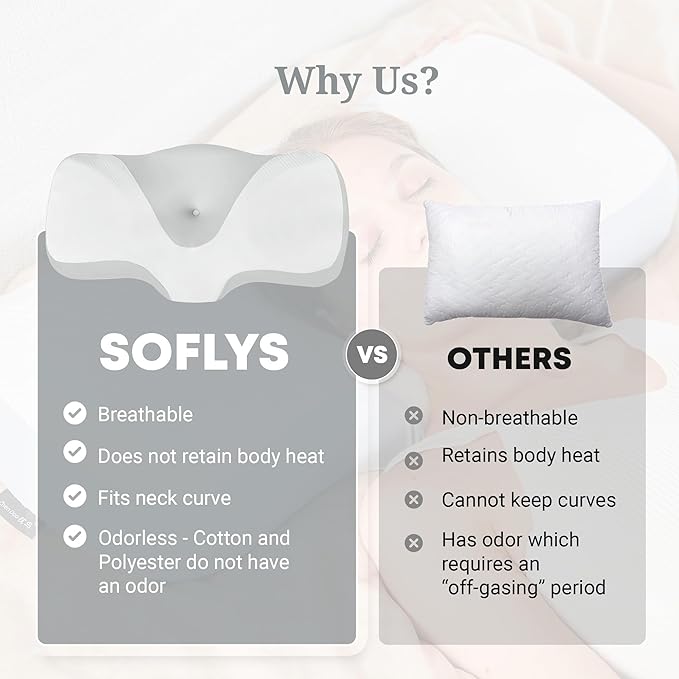 Cervical Pillow for Neck and Shoulder Pain Relief, Odorless Contour Memory Foam Pillows for Sleeping, Ergonomic Orthopedic Support Bed Pillow for Side, Back and Stomach Sleepers, [Grey]