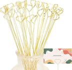 Picture Holders for Centerpieces,40Pcs Gift Card Holder Picks,Metal Photo Holders for Centerpieces,Sticks for Flower Bouquet Wedding Party Birthday (Heart Shaped)