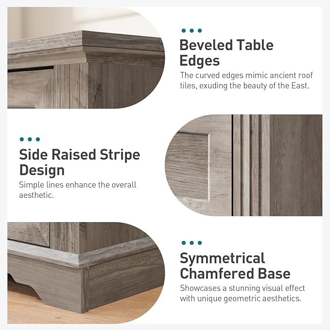 Nightstand Set of 2, Night Stand with 3 Drawers, 18 Inch Wide End Table with Charging Station, Farmhouse Bedside Table, Side Table for Bedroom, Study, Greige