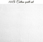 Cozy Line Home Fashions 100% Cotton Square Check Stitch Solid White Quilt Bedding Set, Bedspread Coverlet Lightweight for All Seasons (Maze - White, Twin - 2 Piece)