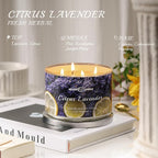 Citrus Lavender Scented Candles, 18oz Soy Candles Non Toxic 4-Wick Large Candle Jars, Over 50 Hours of Burning Time, Ideal for Gifting, Events, Home Decor