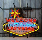 Neon Signs Beer Bar Bedroom Larger Welcome To Las Vegas Glass Neon Signs for Office Pub Cafe Party Man Cave Neon Light Art Wall Lights 24 X 20 Inches