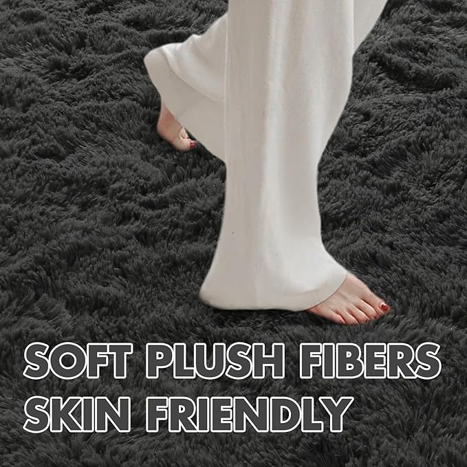 6x9 Ft Large Shag Rugs for Living Room Decor, Ultra Soft Fluffy Furry Area Rugs for Bedroom Indoor Floor, Aesthetic Carpet for Kids Home (Grey)