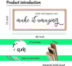 Inspirational Wall Art Today Only Happens Once Make It Amazing Sign 40"×15" Motivational Quote Farmhouse Positive Decor for Home Office Living Room Large Wood Framed Hanging (Wood)