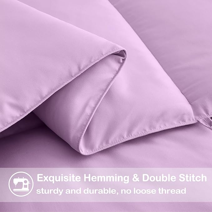 EASELAND Full Size Down Alternative Comforter - Quilted Duvet Insert for All Seasons, Soft Lightweight with Corner Tabs, Summer Winter Warm Bedding, Lavender 82×86 Inches