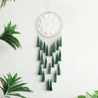 Artilady Macrame Dream Catchers for Bedroom - Tassel Wall Hanging Handmade Dreamcatchers Home Decor with Tassel Feather Ornament Craft Blessing Gift (Dark Green)