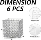 Square Vases Set of 6, 4" x 4" x 4" Square Glass Vases for Flowers, Clear Flower Vase for Centerpieces, Small Bubble Vase for Wedding, Party, Home, Office, Parties, Events