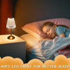 Liliful 6 Pcs LED Portable Cordless Table Lamp Touch Battery Operated Rechargeable Desk Lamp 3 Color Dimmable for Bedroom Living Room Dining (Classic Style,Gold)