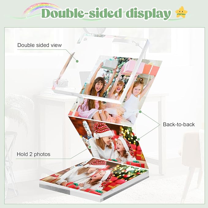 4x4 Acrylic Picture Frames 24 Pack, 20mm Thicker Frameless Clear Picture Frame Freestanding Double-Sided Magnetic Acrylic Frames Desktop Display for Wedding Table Numbers Bedroom Home Office