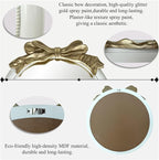 26x26 inch Bow Antique Mirrors for Wall, Round White and Gold Decorative Wall Mounted Mirror, Circle Antique Mirrors Suitable for Bedroom, Hallway, Living Room Decoration, Bathroom Sink