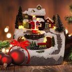 Christmas Decorations Village House Resin Collectible Building Figurines Revolving Train Musical Snow Globe 8 Music for Vintage Christmas Decor (Santa)