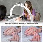 NEEWER Basic HM01-D 29" Arc Lamp, 40W Foldable LED Half Moon Table Nail Tech Light for Desk 3000K-6500K 3400lux/0.5m CRI95 USB Charging Phone Holder for Manicure Makeup Beauty Tattoo Overhead Shooting