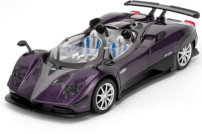 1/24 Car Model Compatible for Collectible Pagani Zonta HP Diecast Toy Car,Zinc Alloy Pull Back Cabriolet Vehicles Toy with Sound and Light for Adult Boys Girls (Purple)