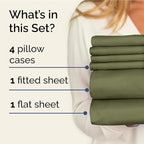 Full Sheets Set 6 Piece - Includes 4 Pillowcases - Bed Sheets Full Size - Soft Hotel Luxury Bedding - Cooling, Comfy, Cozy & Breathable - 1 Flat & 1 Fitted & 4 Pillowcases w/ Deep Pockets - Sage Green