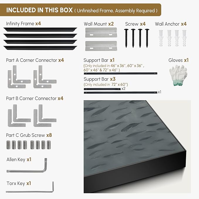 SIGNWIN 36"x46" Extra Large Framed Wall Art Gray School of Fish Minimalist Ocean-Inspired Marine Life Illustration for Home Living Room Bedroom Decor (Frame Assembly Required)