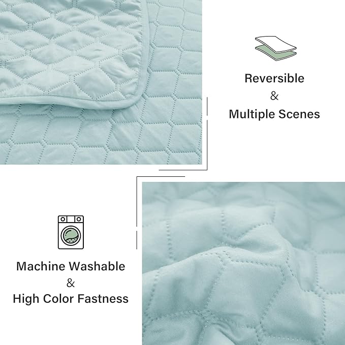 Exclusivo Mezcla Reversible California King Size Quilt Bedding Set with Pillow Shams, Lightweight Quilts Cal King Size, Soft Bedspreads Bed Coverlets for All Seasons - (Light Blue, 112"x104")