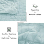 Exclusivo Mezcla Reversible Twin Quilt Bedding Set with Pillow Sham, Lightweight Quilts Twin Size, Soft Bedspreads Bed Coverlets for All Seasons - (Light Blue, 68"x88")