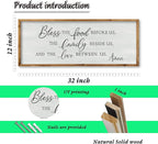 ZZJJHYWGQ Bless The Food Before Us Wall Decor Kitchen Christian Blessing Sign 32"×12" Christian Grateful Family Quote Farmhouse Dining Room Large Catholic Wooden Frame Wall Hanging Art (Wood)