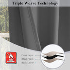 Fcosie 52" Wx84 L Inherent Flame Retardant Curtains - Room Darkening Drapes for School Classroom Dorm Nursing Home Restaurant- Antique Bronze Grommet Top Privacy Window Drapery - Grey - 2 Panels