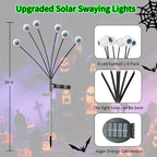 VOTTGO Halloween Solar Lights Outdoor, 2 Pack 12LED Scary Solar Eyeball Pathway Lights, 2 Modes Waterproof Swaying Firefly Light for Garden Yard Pathway Halloween Decorations, Green