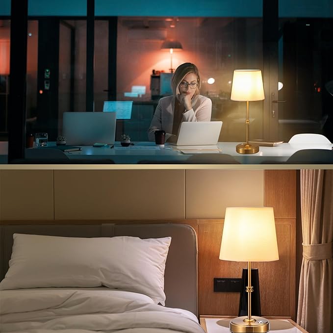 Rechargeable LED Cordless Table Lamp, 5200mAh Battery Operated, 3 Level Brightness, Portable Night Bedside Lamp, Ambient Desk Light for Home Decor, Patio, Restaurant, Dinning(Antique Brass)