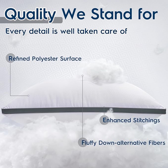 viewstar King Size Pillows Set of 2, Pillows King Size 2 Pack for Sleeping, Pillows with Down Alternative for Back and Side Sleepers, Fluffy Bed Pillows for Bed, Machine Washable, Dark Grey, 20" x 34"