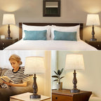 Table Lamps for Bedrooms Set of 2 - Touch Bedside Lamps with USB C+A Ports - 3 Way Dimmable Nightstand Lamps for End Tables Farmhouse Night Stand Lamps for Living Room Bed Side Guest Room