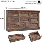 8 Drawers Dresser for Bedroom, Farmhouse 61" Wide Dressers & Chests of Drawers w/Roman Column, Large Storage Dressers Organizer w/Two Different Drawer Sizes for Bedroom,Living Room,Light Brown