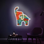 Personalized Floral Elephant Neon Sign, Custom UV Printed Flower Animal Decor Led Light, Flowers Wall Art Lights Signs, Decorative Gifts For Friends, Kids, Mom, Elephants Lovers