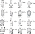 Bud Vases Set of 16, Small Vase for Flowers, Glass Vase for Centerpieces, Small Flower Vases for Centerpieces, Mini Vintage Vases, Clear Bud Vases for Wedding Table Decor