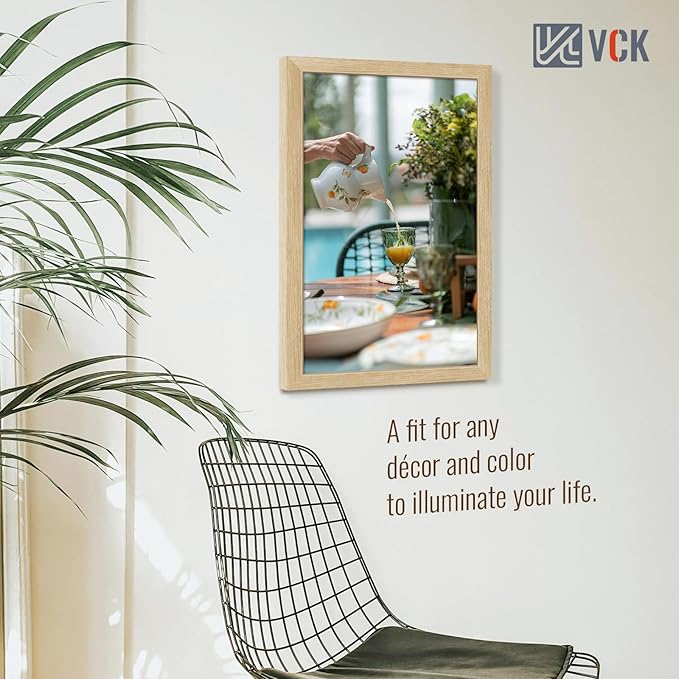 VCK 14x24 Oak Wood Frame for Picture, Natural Solid Wood Photo Frames 3 Pack, Wall Gallery Frame