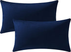 Couch Pillow Cases 12x20 Navy: 2 Pack Cozy Soft Velvet Rectangular Throw Pillow Covers for Farmhouse Home Decor