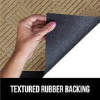 GORILLA GRIP 100% Waterproof All-Season WeatherMax Doormat US Designed Natural Rubber, Stain and Fade Resistant, Low Profile Indoor Outdoor Door Mats, Easy Clean Patio Mat, 17x29, Beige Diamond