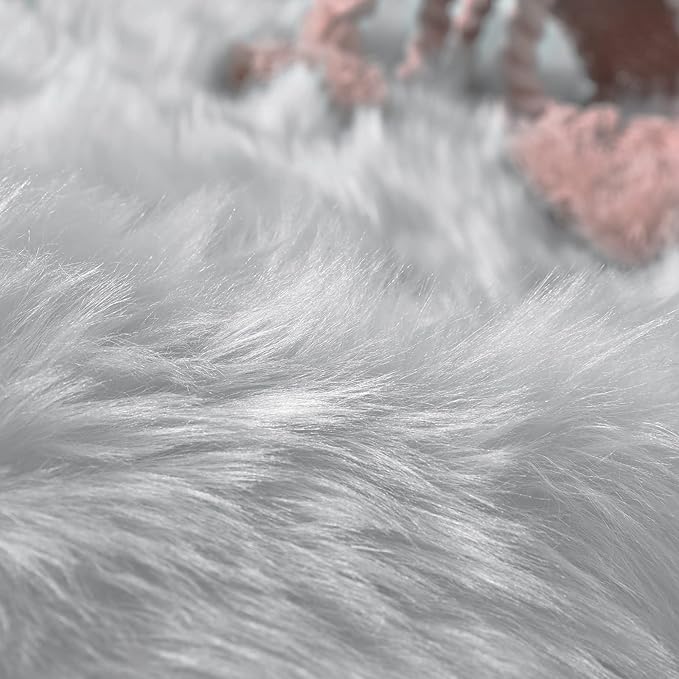 Goolela Fluffy Faux Fur Rug 4x6 Grey Faux SheepskinRug for Bedroom Bedside Fuzzy Furry Plush Soft Rugs for Living Room Home Office Washable Rectangle