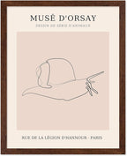 Poster Master Vintage Poster - Retro One Line Snail Drawing Print - Snail Line Art - Minimal Gift for Men, Women, Animal Lover - Abstract Wall Decor for Home, Office, 16x20 Brown Framed