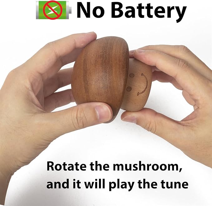 Castle in The Sky Mechanism Music Box Cute mini Mushroom Vintage Wood Carved Musical Gift for Birthday Valentine's Day Christmas Thanksgiving Day